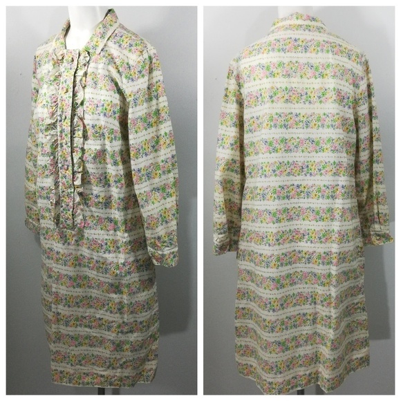 Vintage 60s 70s Mod Floral Dress Size L? - Picture 2 of 8
